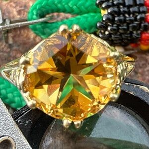 Golden Citrine Set in 10 Karat Solid Gold Ring